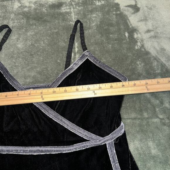 POL Velvet Wrap Dress Womens Medium Black Sleeveless Adjustable Spaghetti Strap - Picture 8 of 9